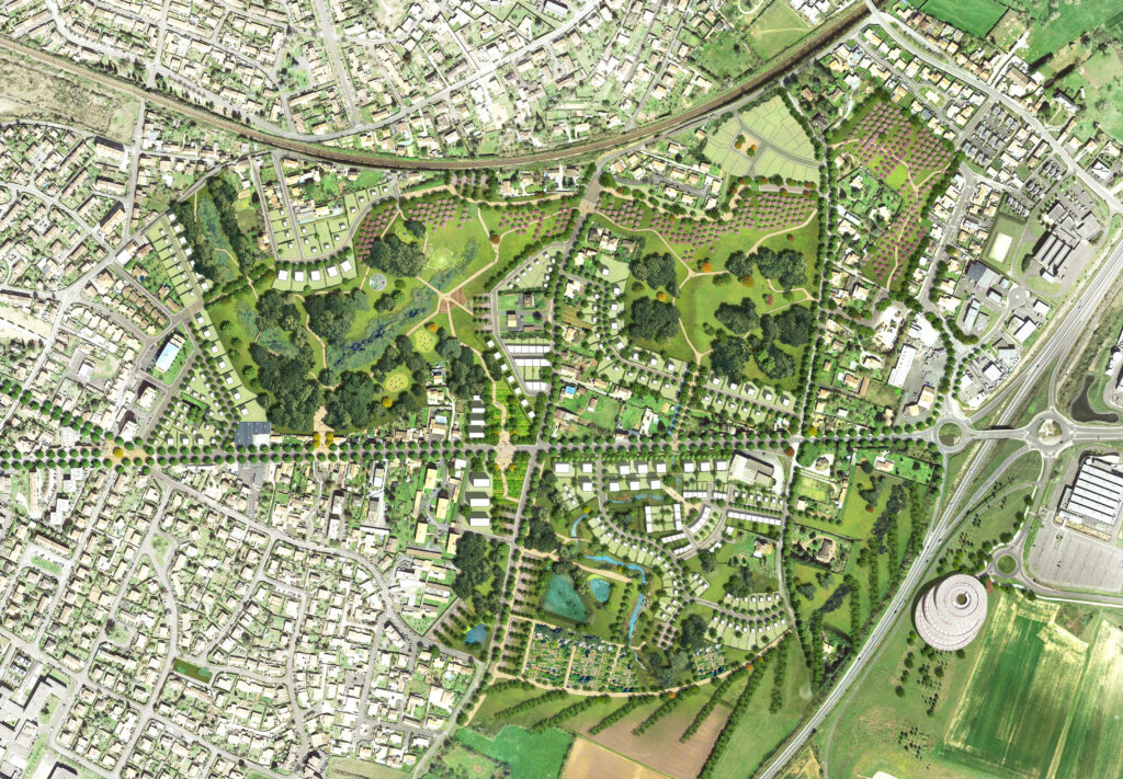 Plan guide du projet de parc habité et durable.à Niort. Vue d'ensemble
