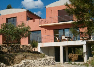 La maison et la piscine : facade principale (ouest) en pleins travaux-2005